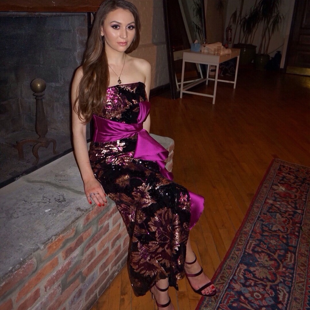 Marchesa Notte F/W ‘18 Purple Strapless Gown